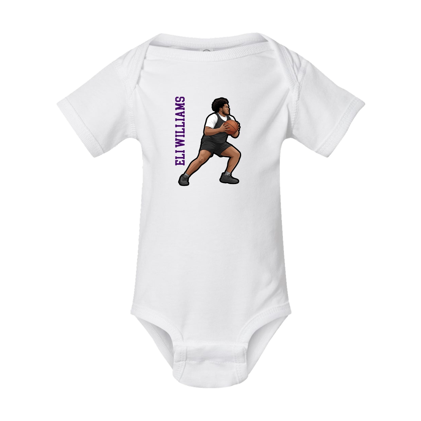 Baby Onesie — Name Vertical in White
