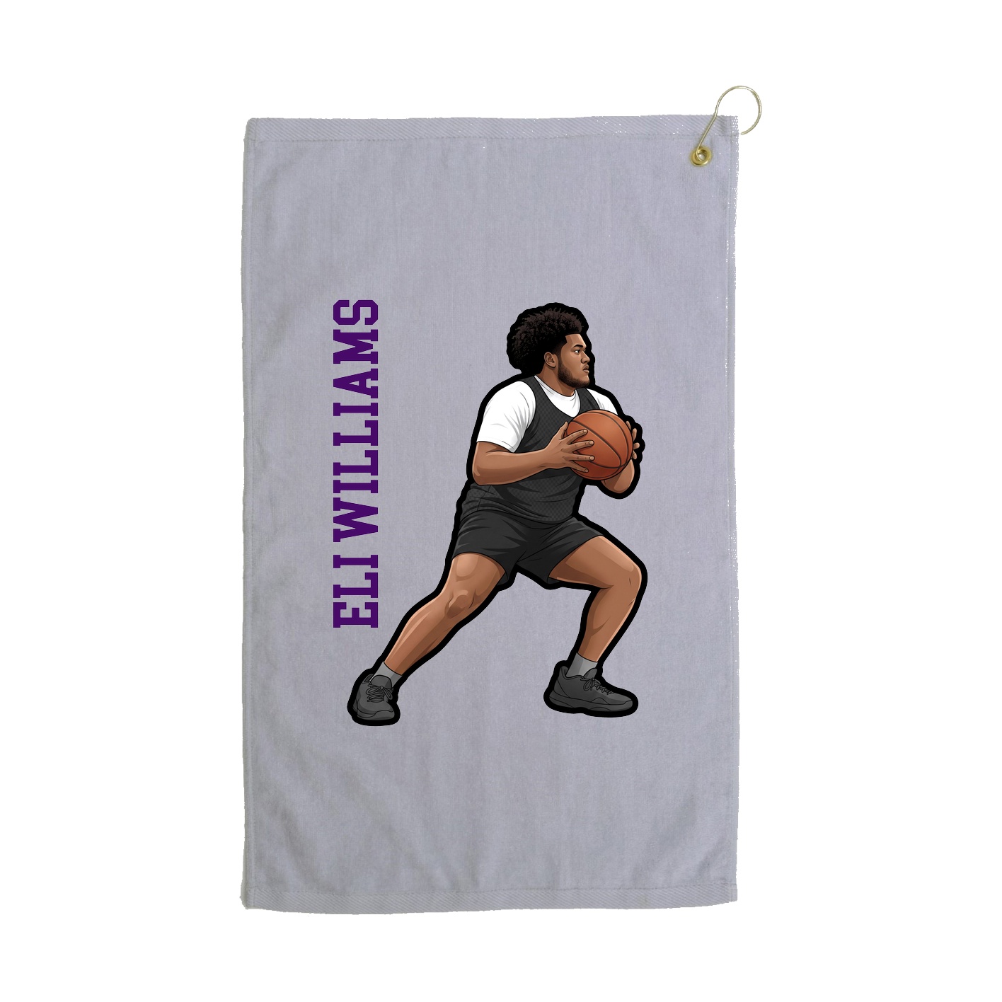 Golf Towel — Name Vertical in Grey