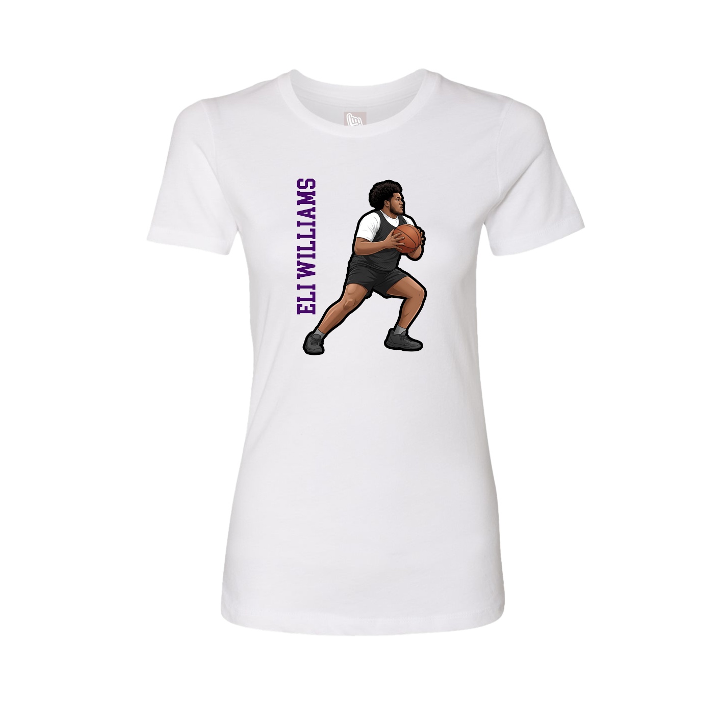 Fitted Women's Tee — Name Vertical in White