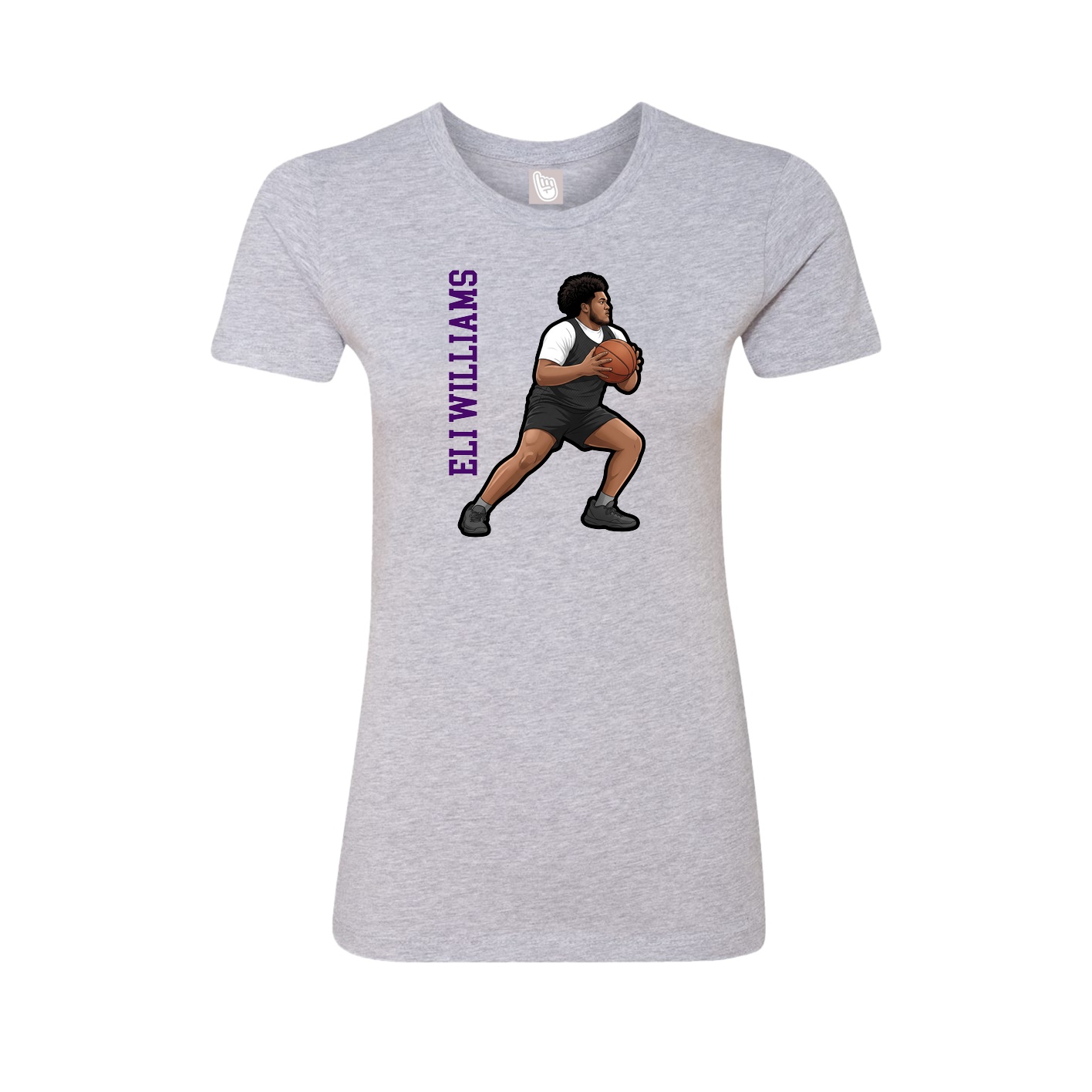 Womens Tee — Name Vertical in Grey
