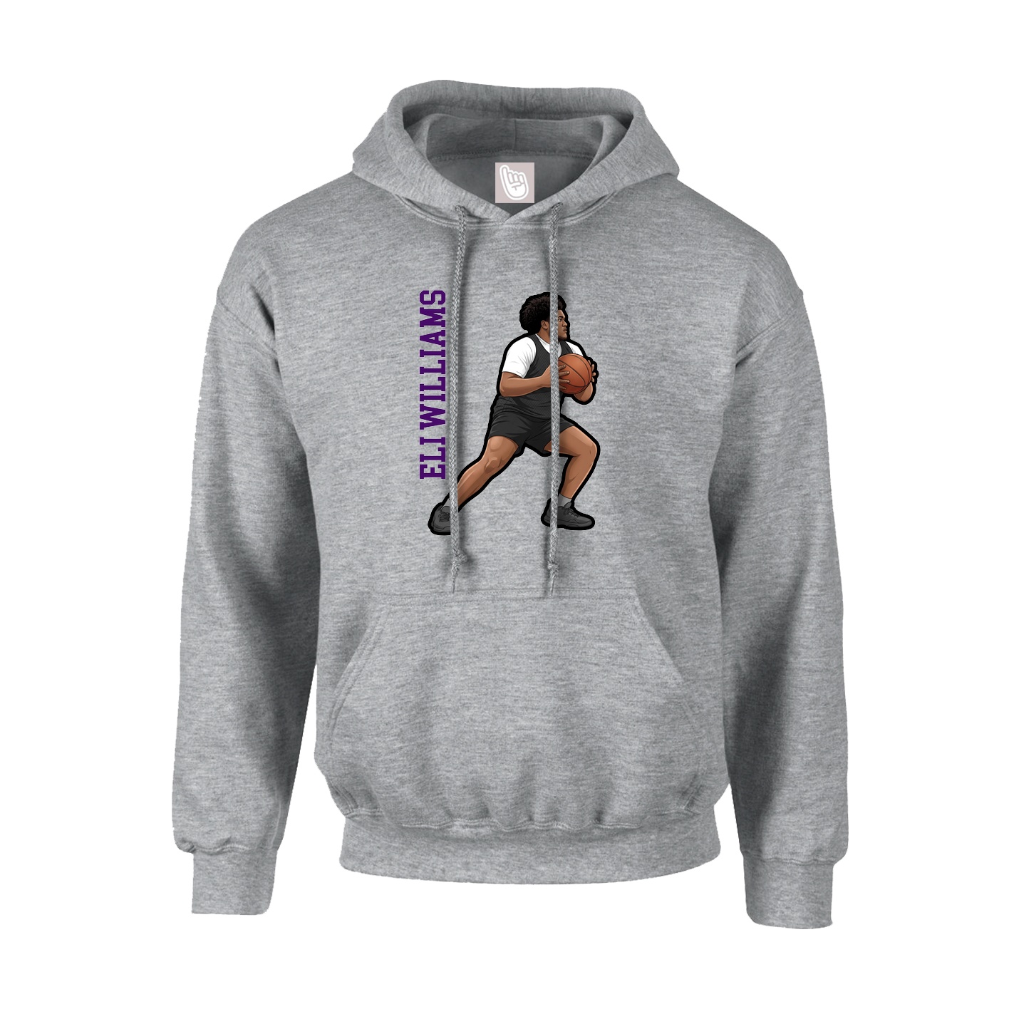 Hoodie — Name Vertical in Grey