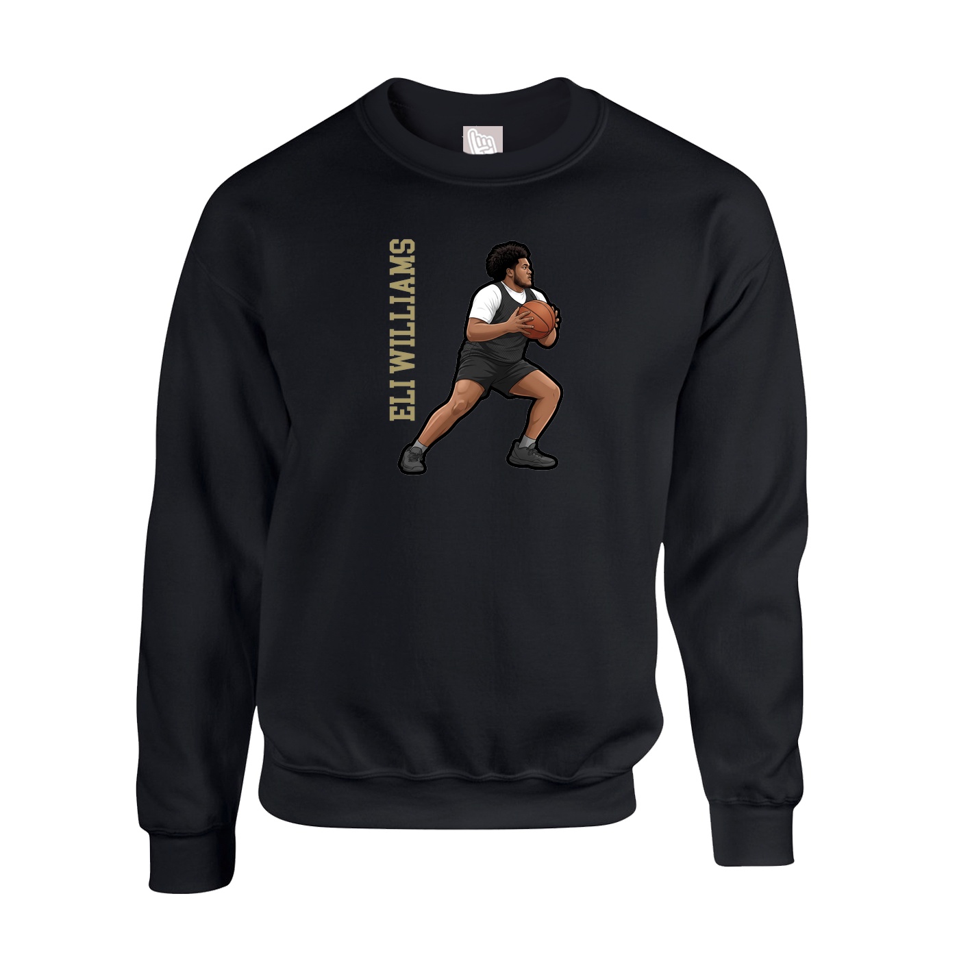 Fleece Crew — Name Vertical in Black