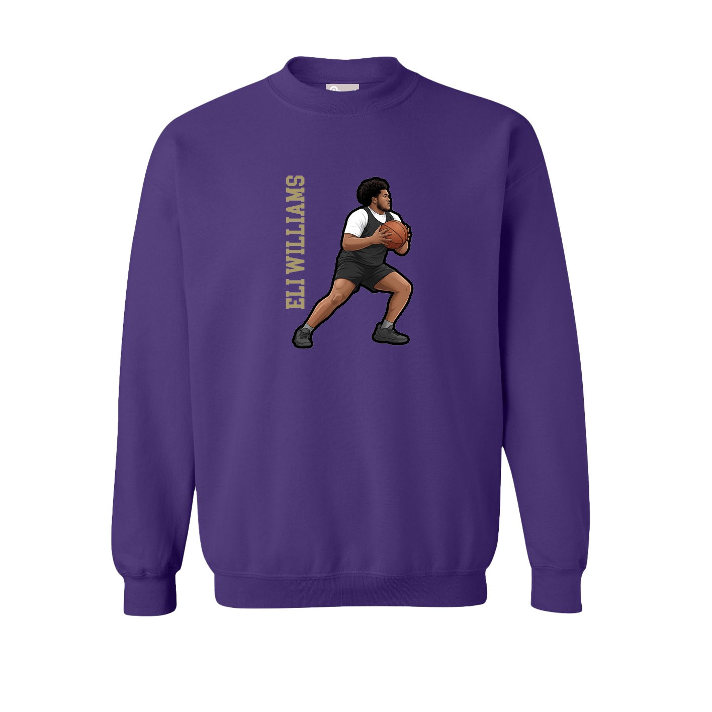 Fleece Crew — Name Vertical in Purple