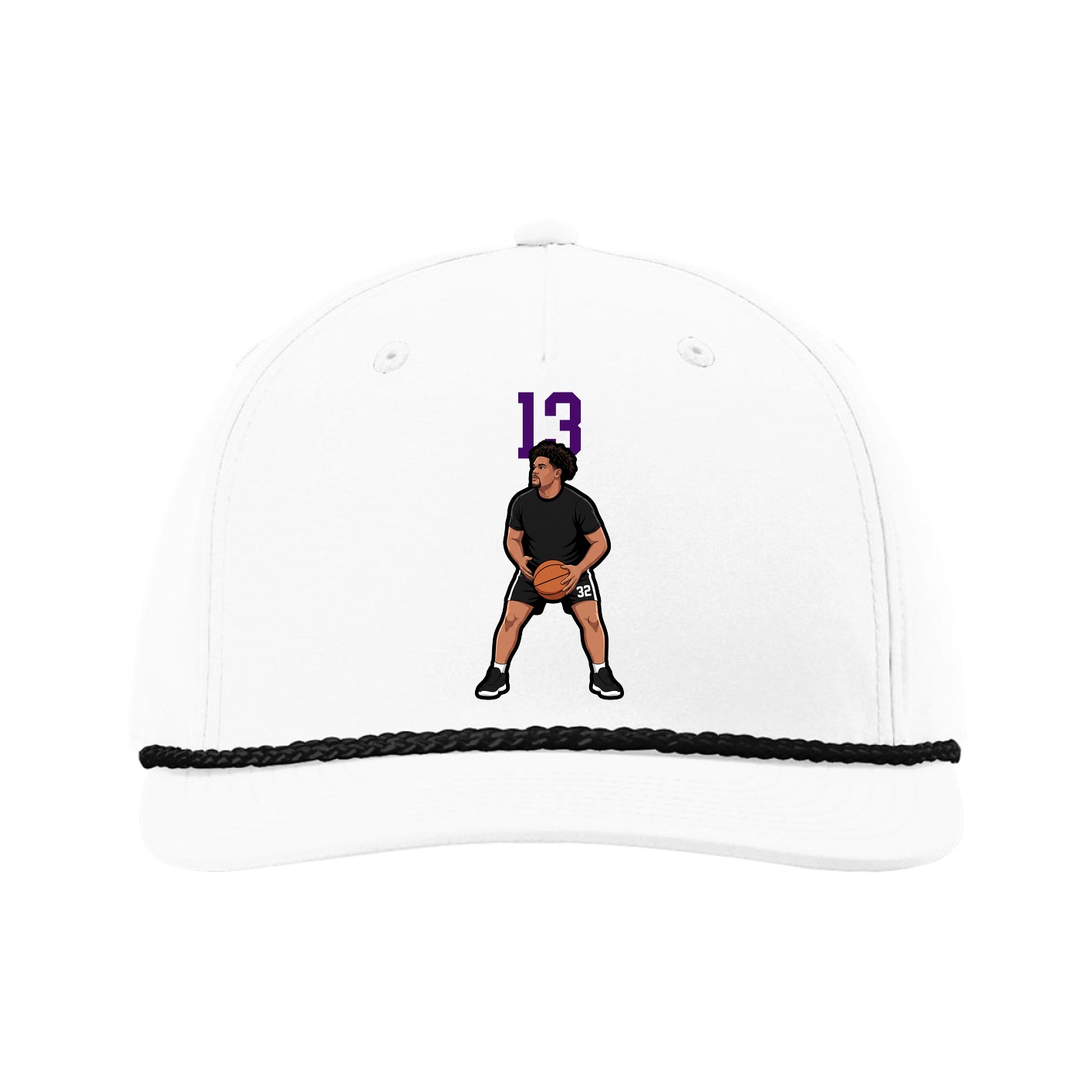 Five-Panel Classic Rope Cap — Number Top in White