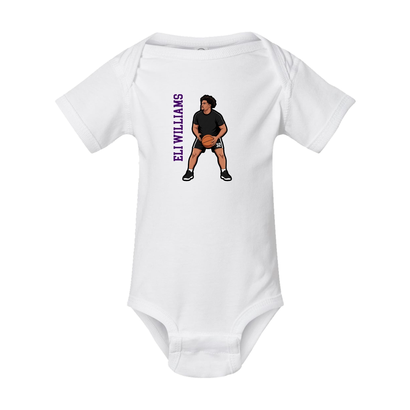 Baby Onesie — Name Vertical in White