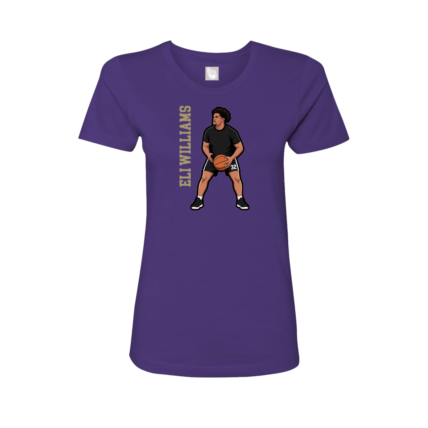 Womens Tee — Name Vertical in Purple