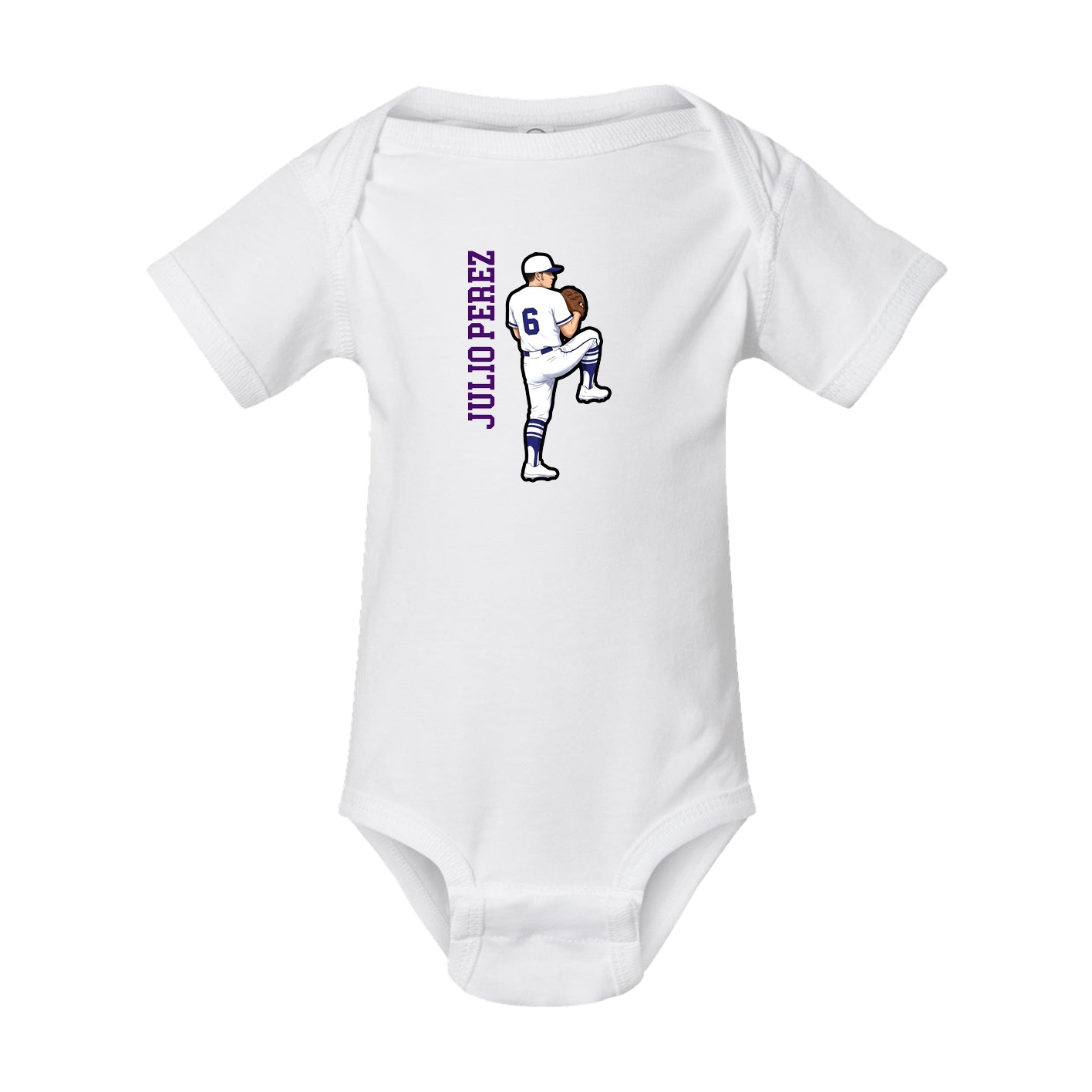 Baby Onesie — Name Vertical in White