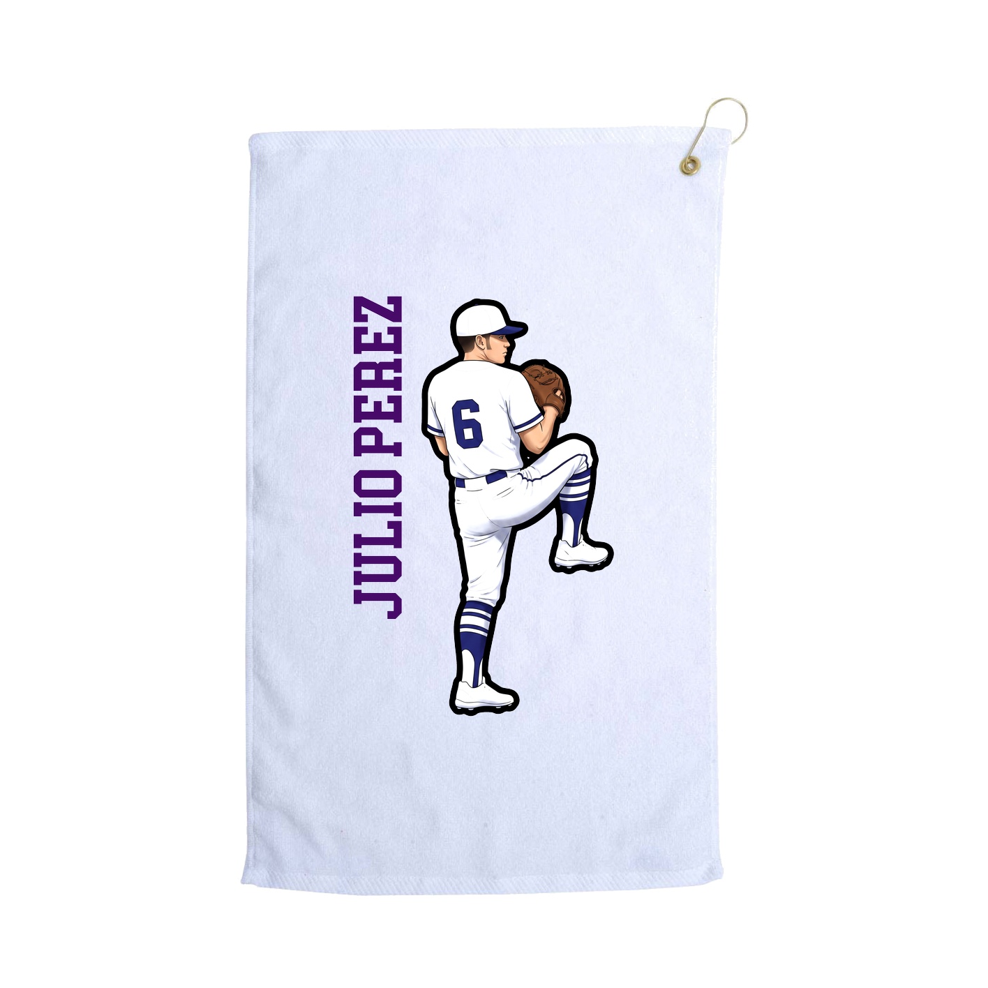 Golf Towel — Name Vertical in White