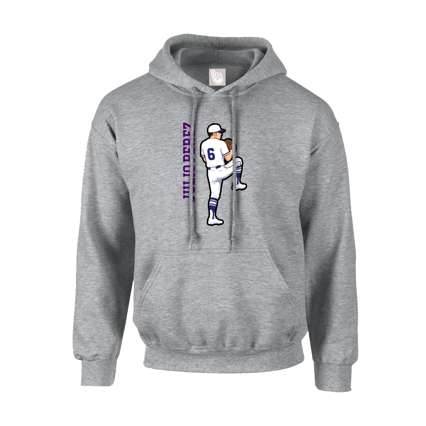 Youth Hoodie — Name Vertical in Grey