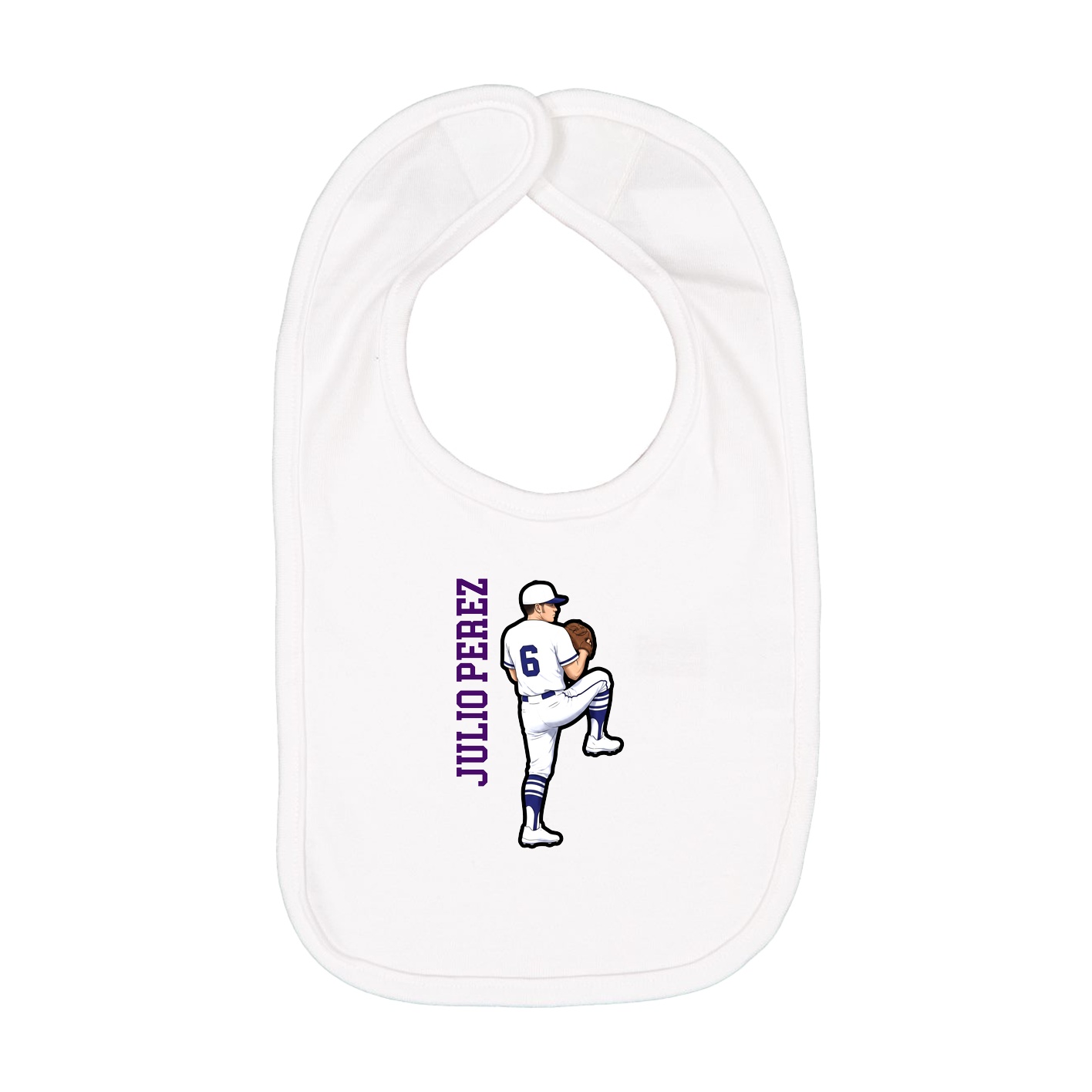 Infant Bib — Name Vertical in White