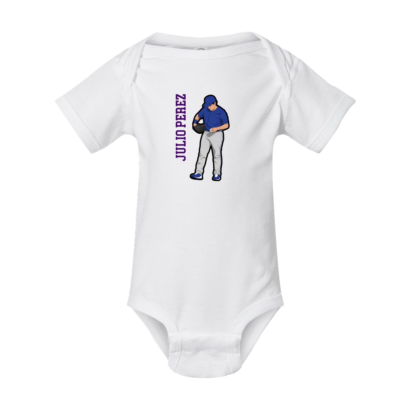 Baby Onesie — Name Vertical in White