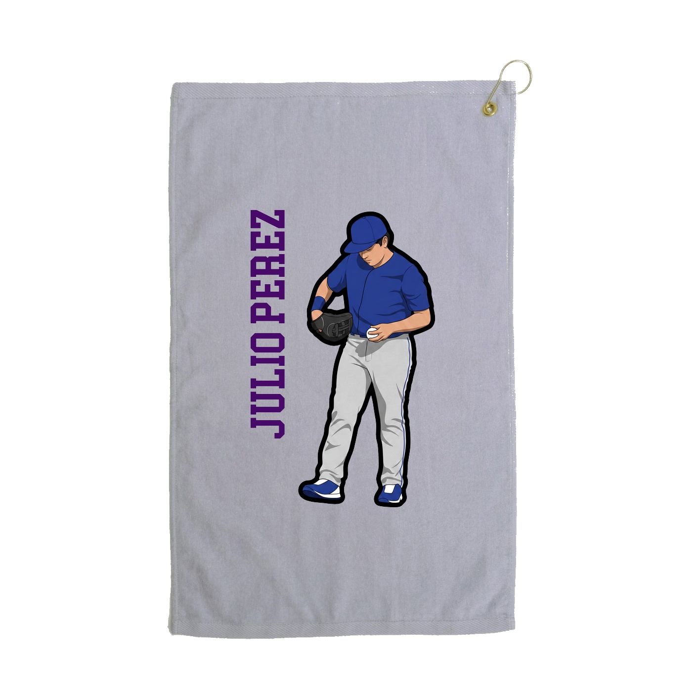 Golf Towel — Name Vertical in Grey