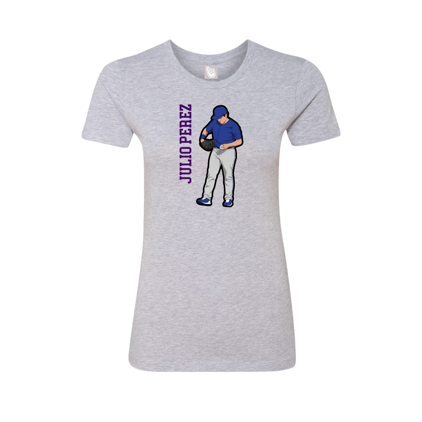Fitted Women's Tee — Name Vertical in Grey