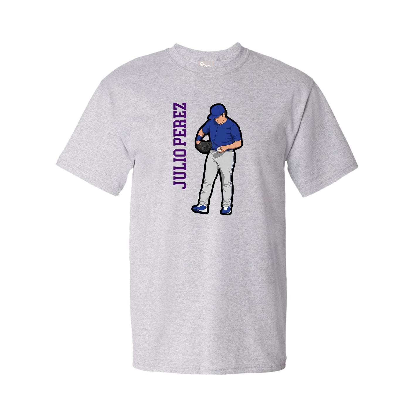 Youth Tee — Name Vertical in Grey