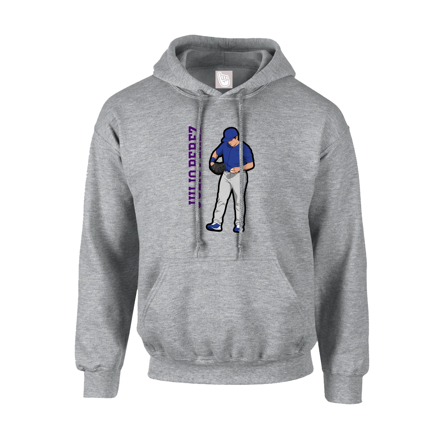 Hoodie — Name Vertical in Grey