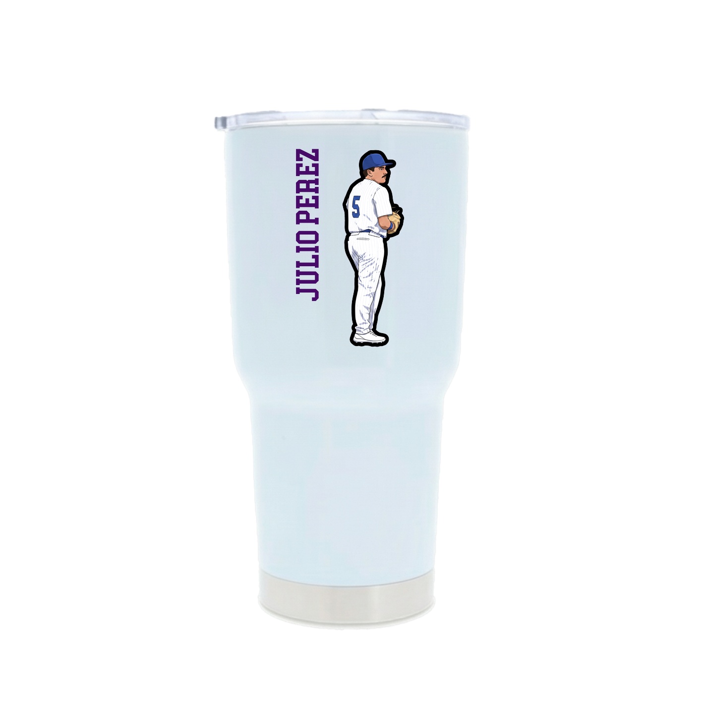 30oz Stainless Steel Tumbler — Name Vertical in White