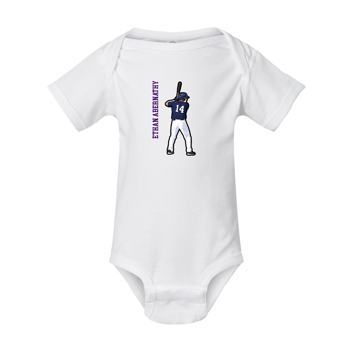Baby Onesie — Name Vertical in White