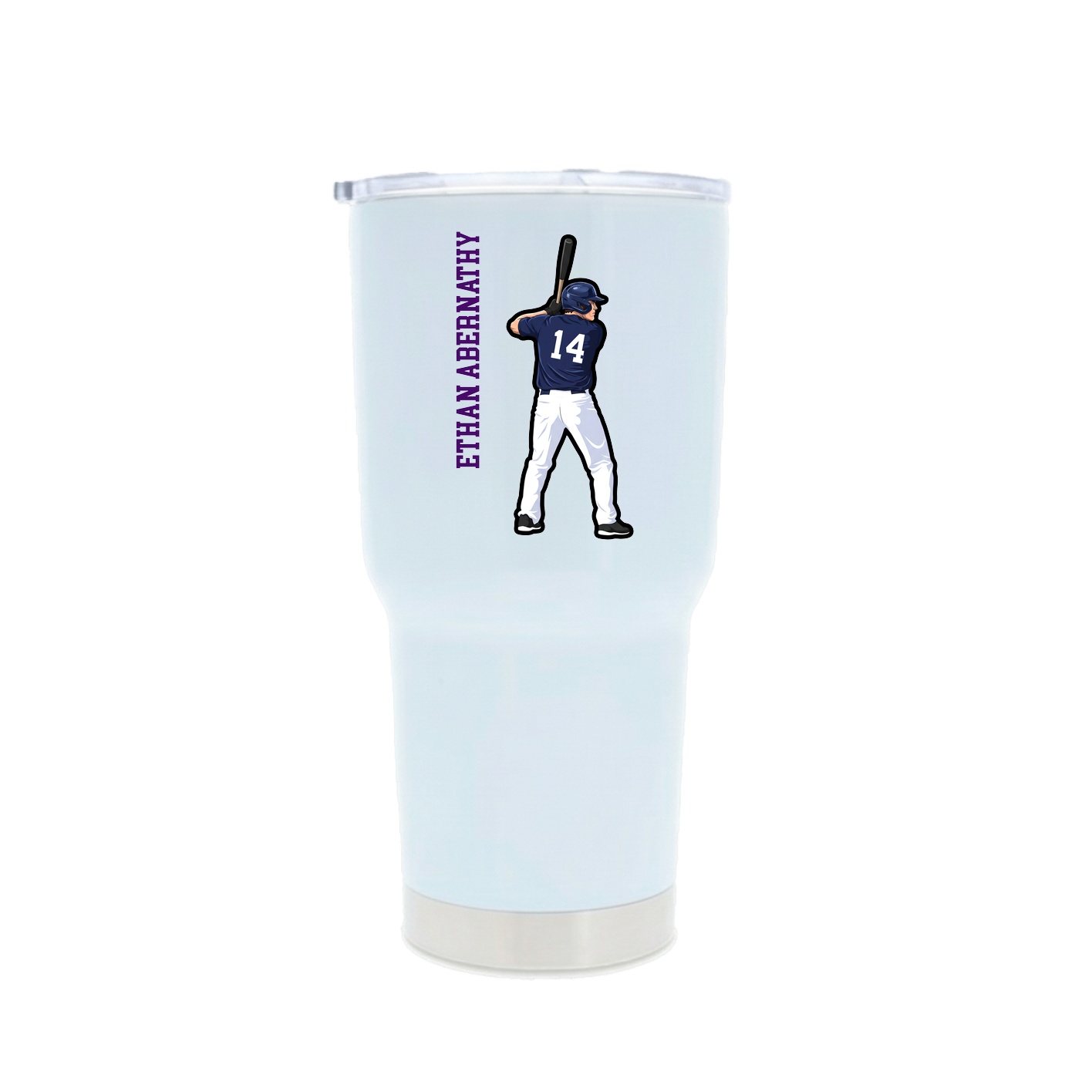 30oz Stainless Steel Tumbler — Name Vertical in White