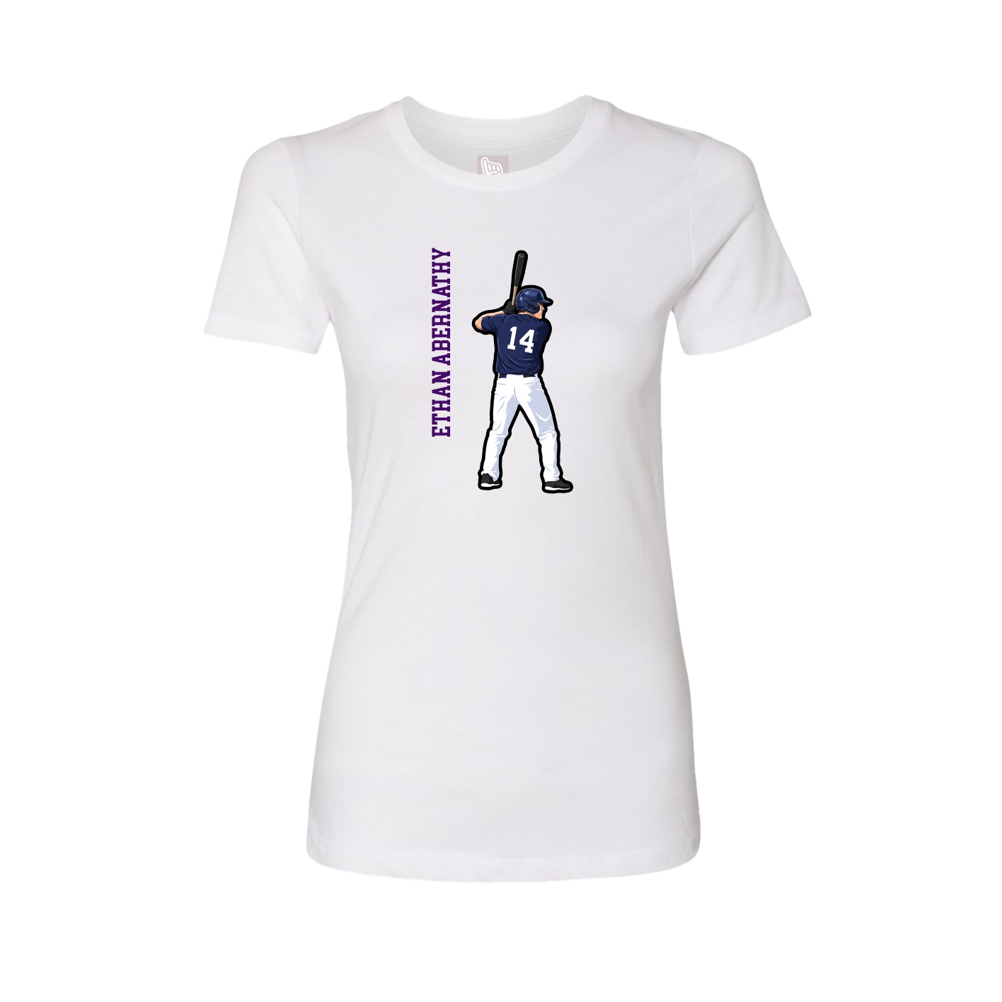 Fitted Women's Tee — Name Vertical in White