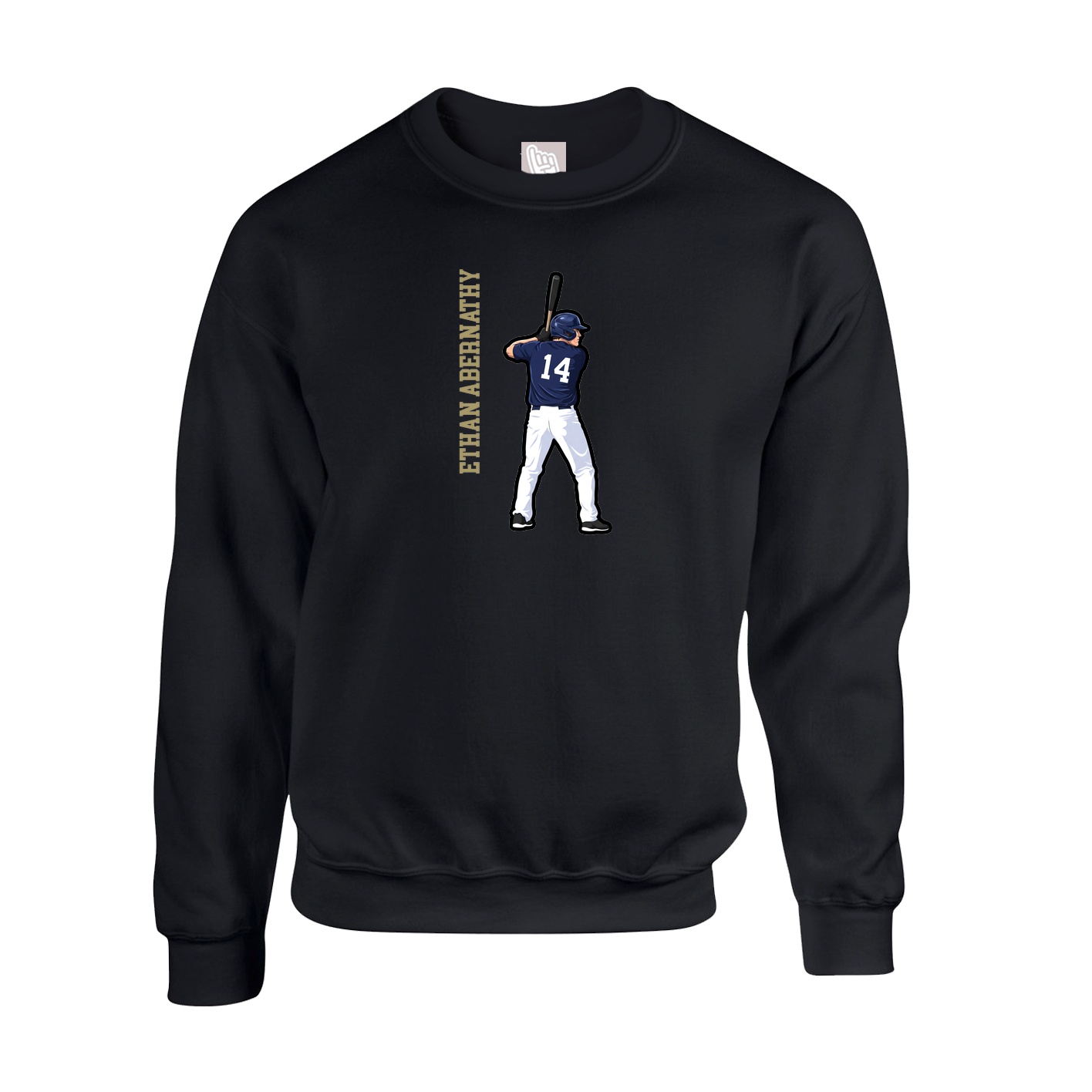 Fleece Crew — Name Vertical in Black