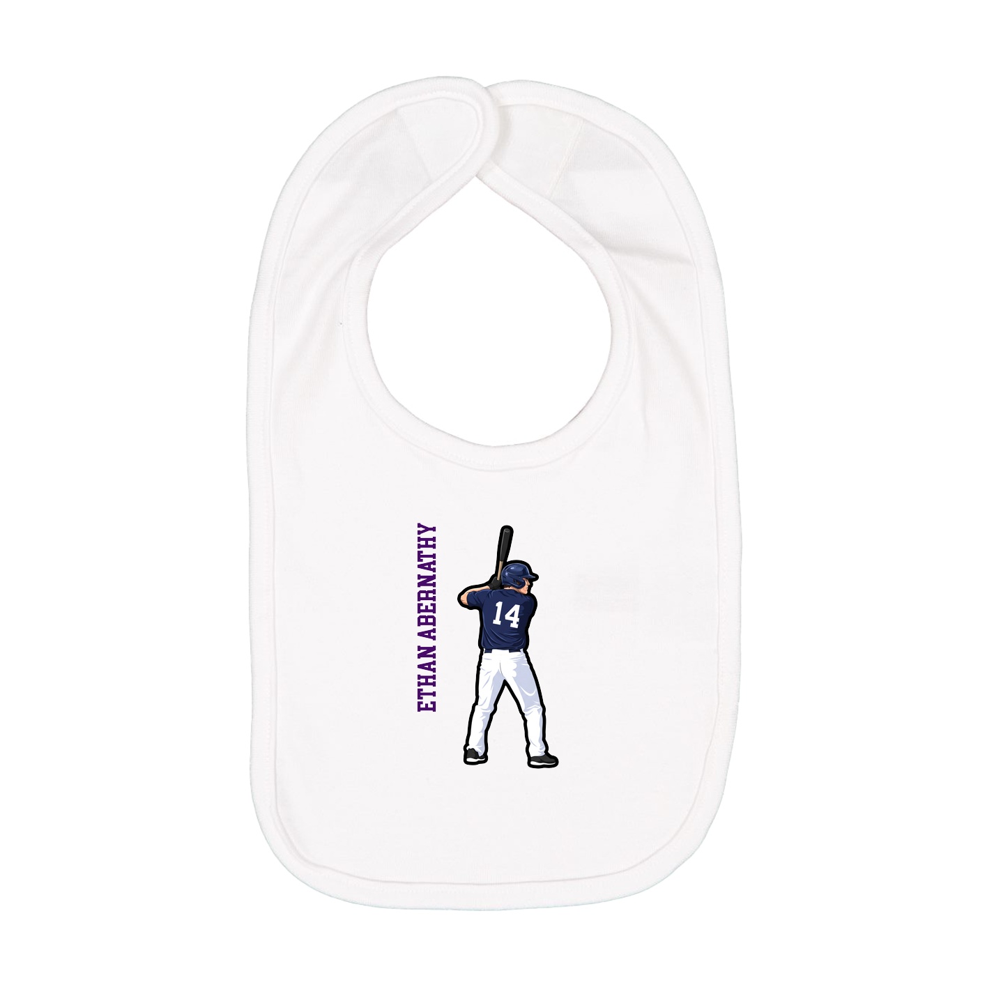 Infant Bib — Name Vertical in White