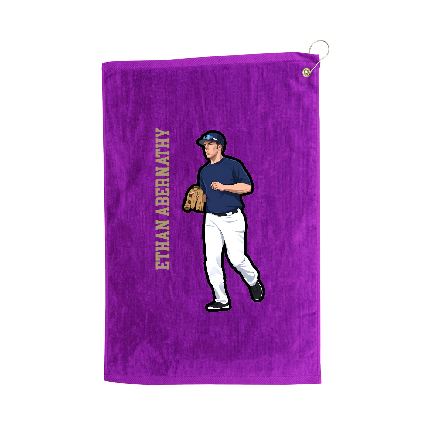Golf Towel — Name Vertical in Purple