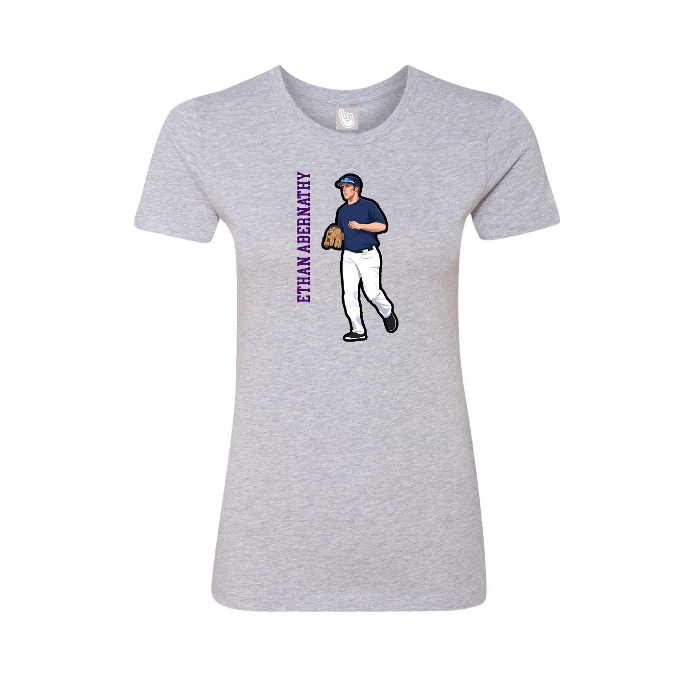 Fitted Women's Tee — Name Vertical in Grey