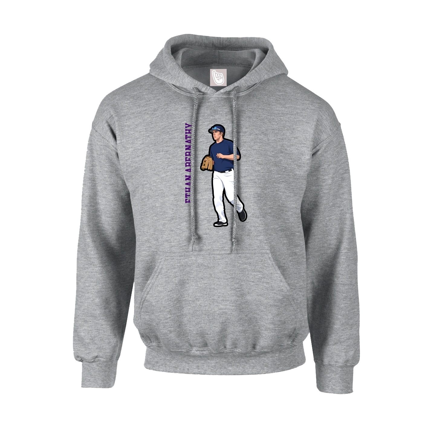 Hoodie — Name Vertical in Grey