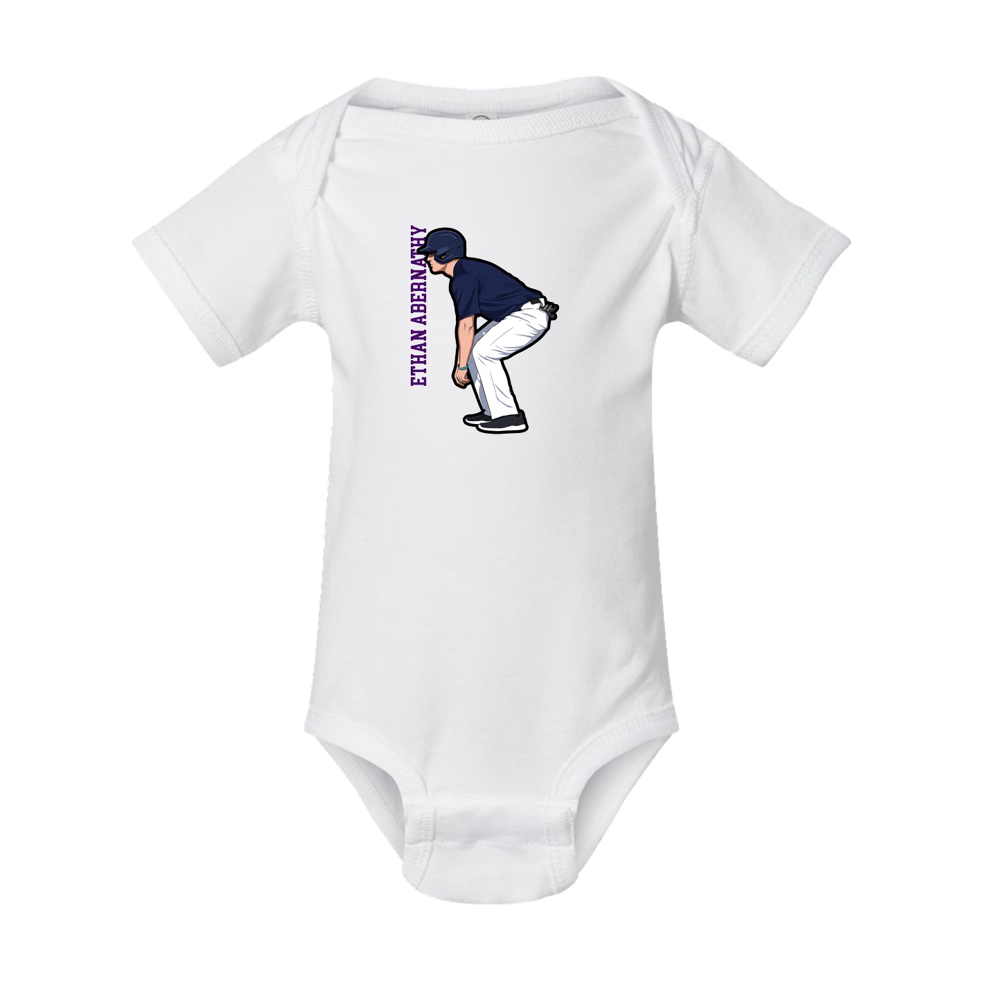Baby Onesie — Name Vertical in White