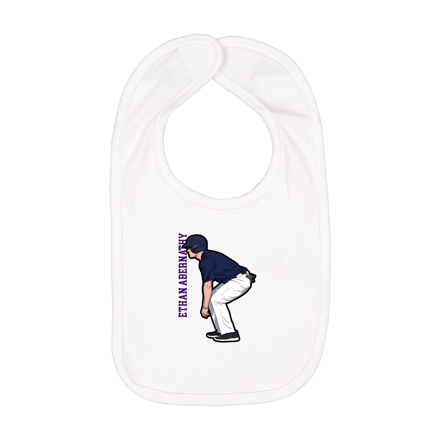 Infant Bib — Name Vertical in White
