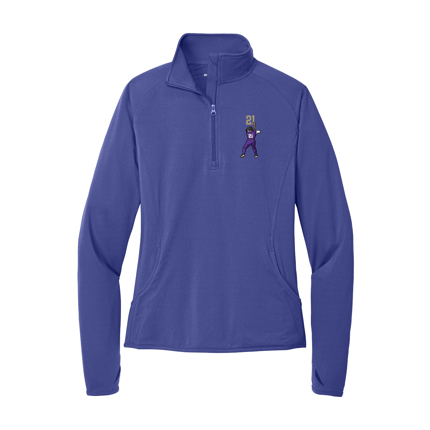 Women's Q-Zip Pullover — Number Top in Purple
