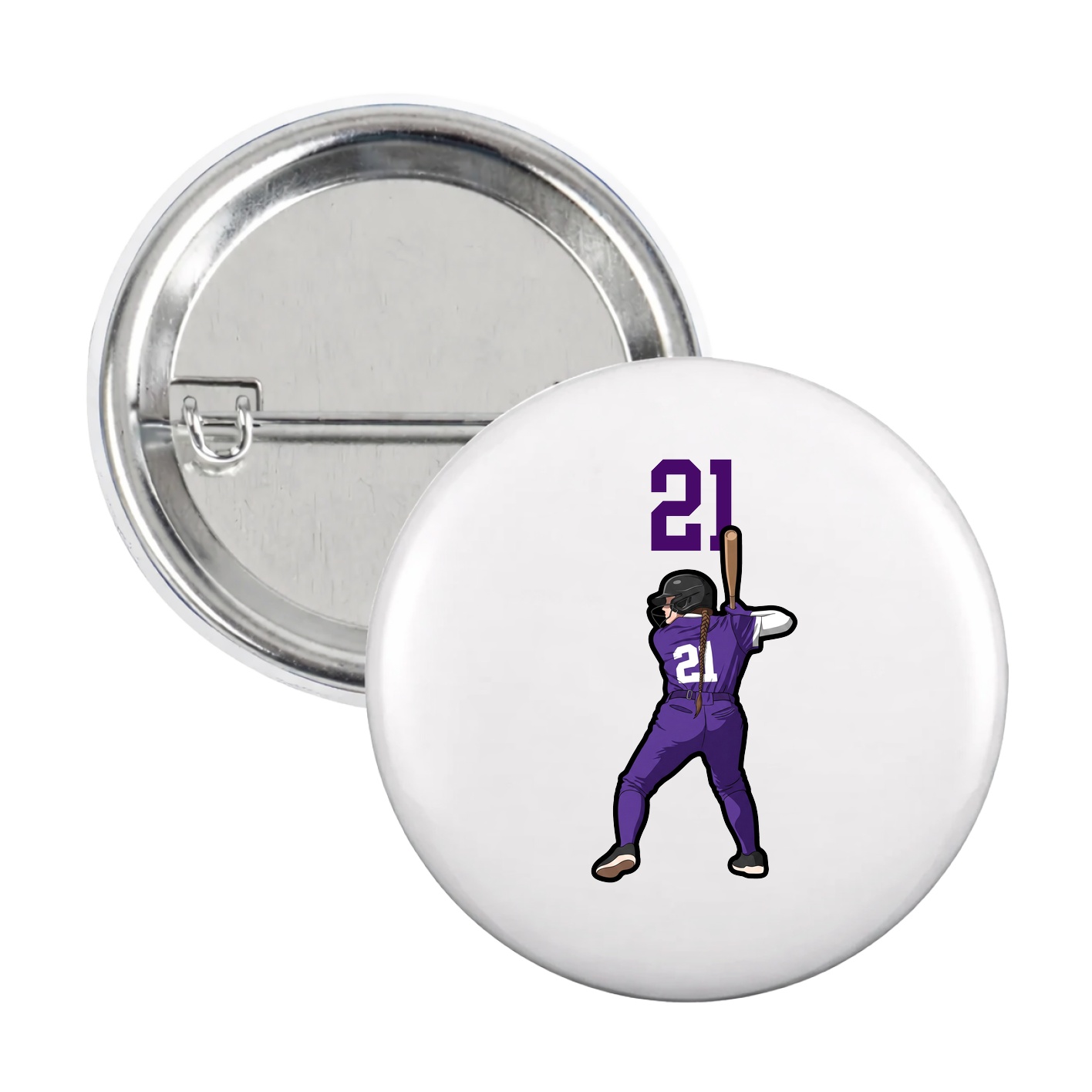 Game Day Button — Number Top in White