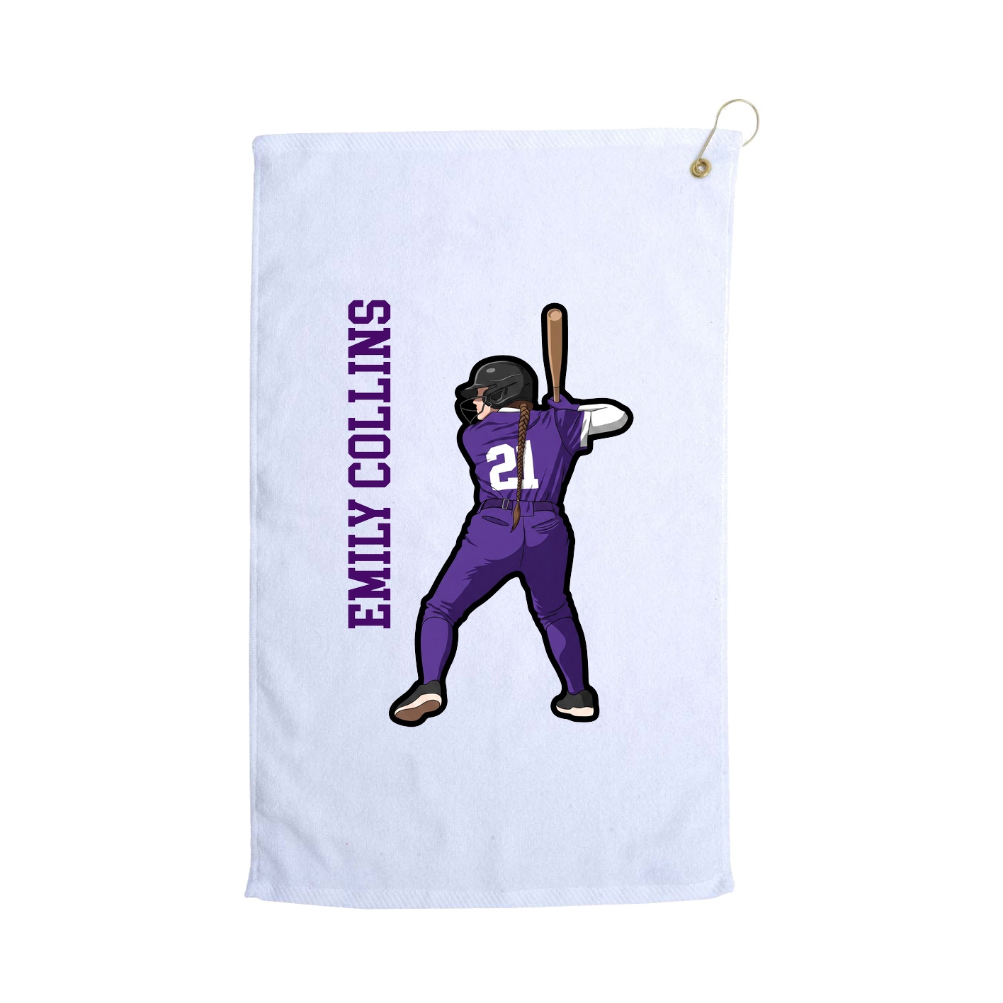 Golf Towel — Name Vertical in White