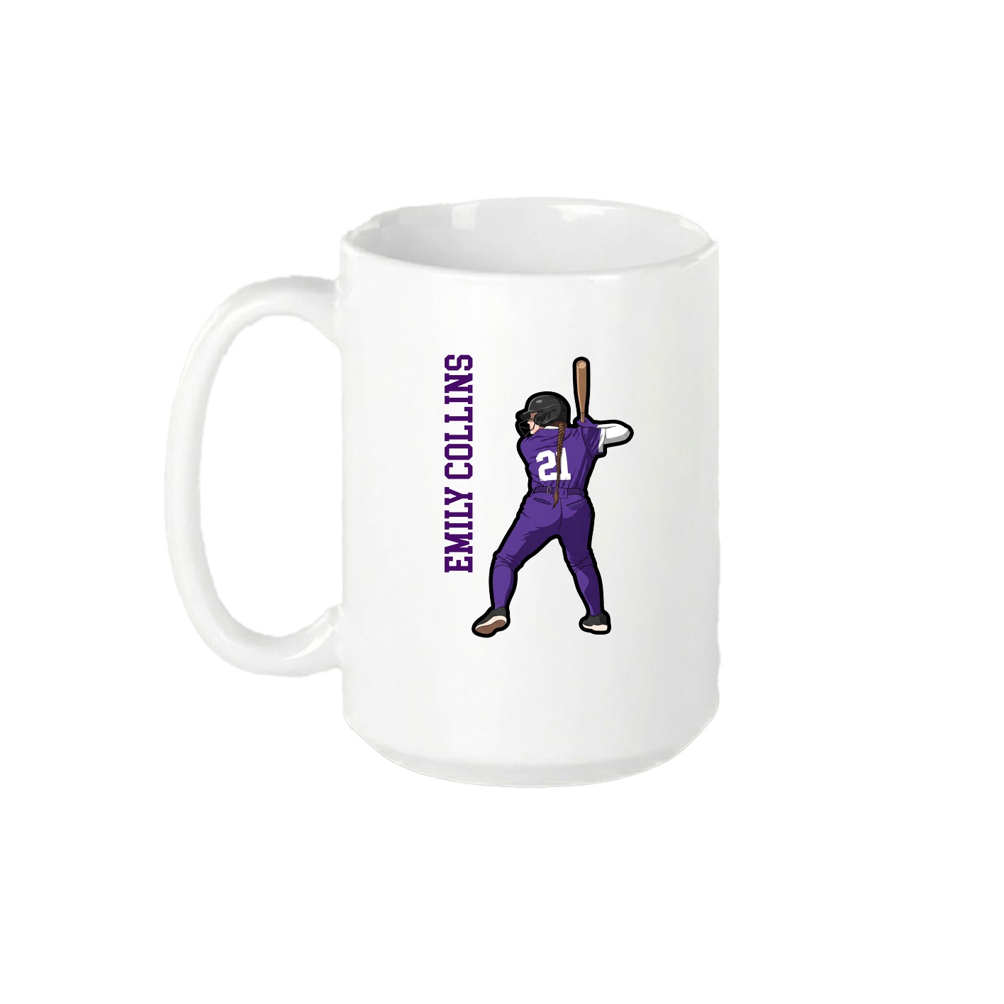 15oz Coffee Mug — Name Vertical in White