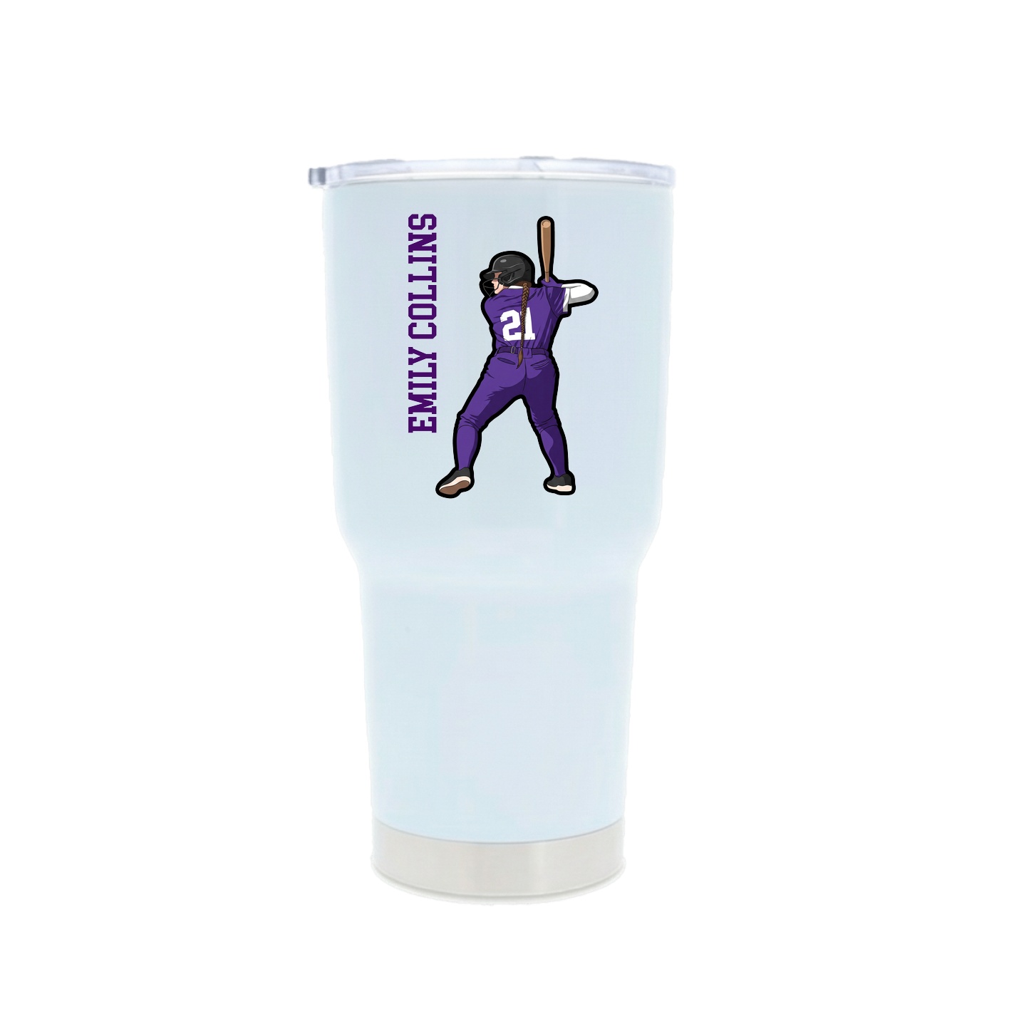 30oz Stainless Steel Tumbler — Name Vertical in White