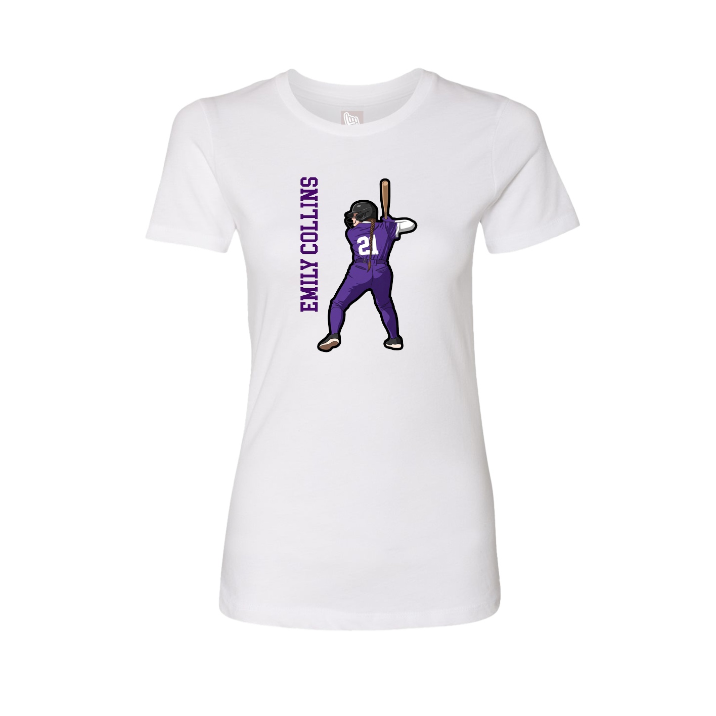 Fitted Women's Tee — Name Vertical in White