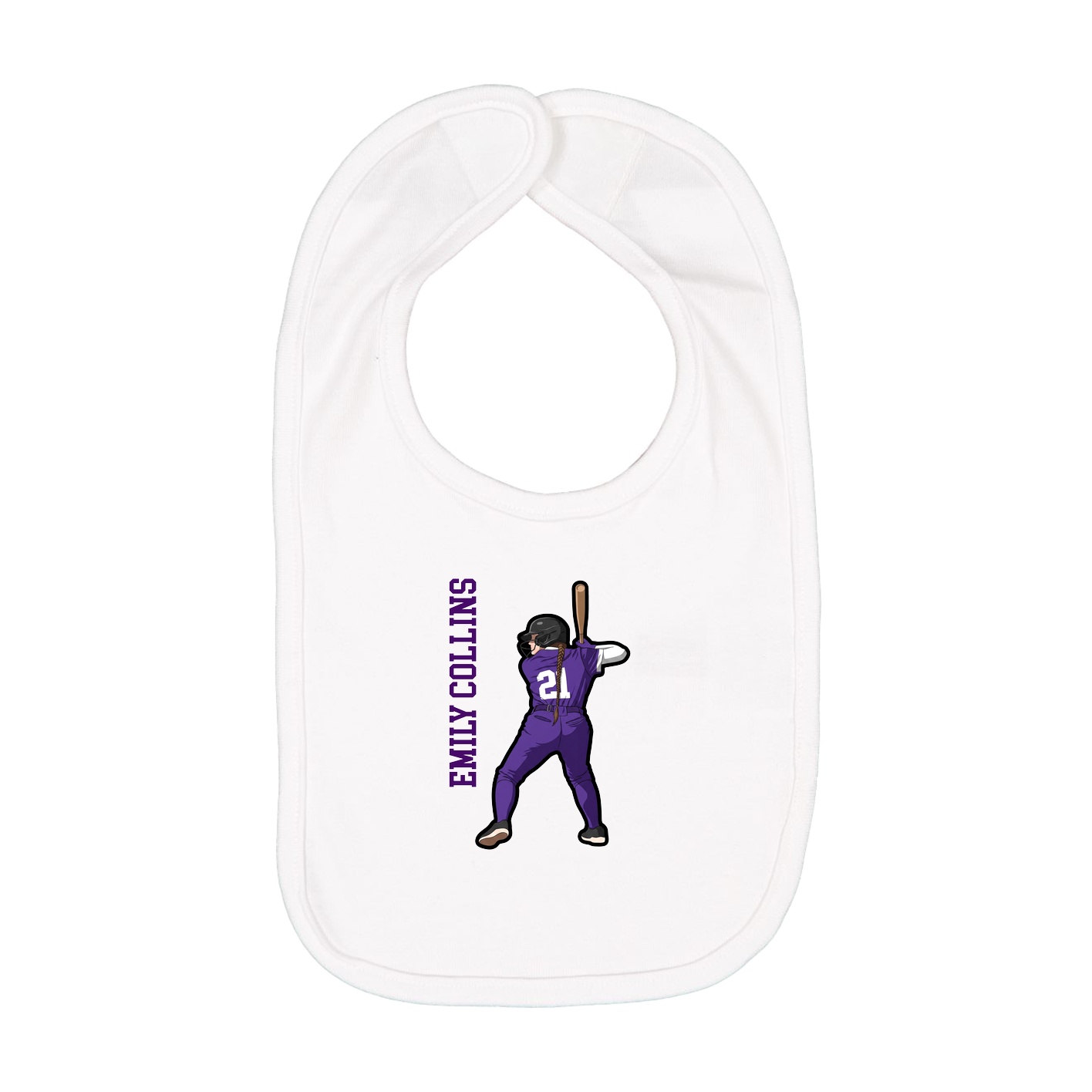 Infant Bib — Name Vertical in White