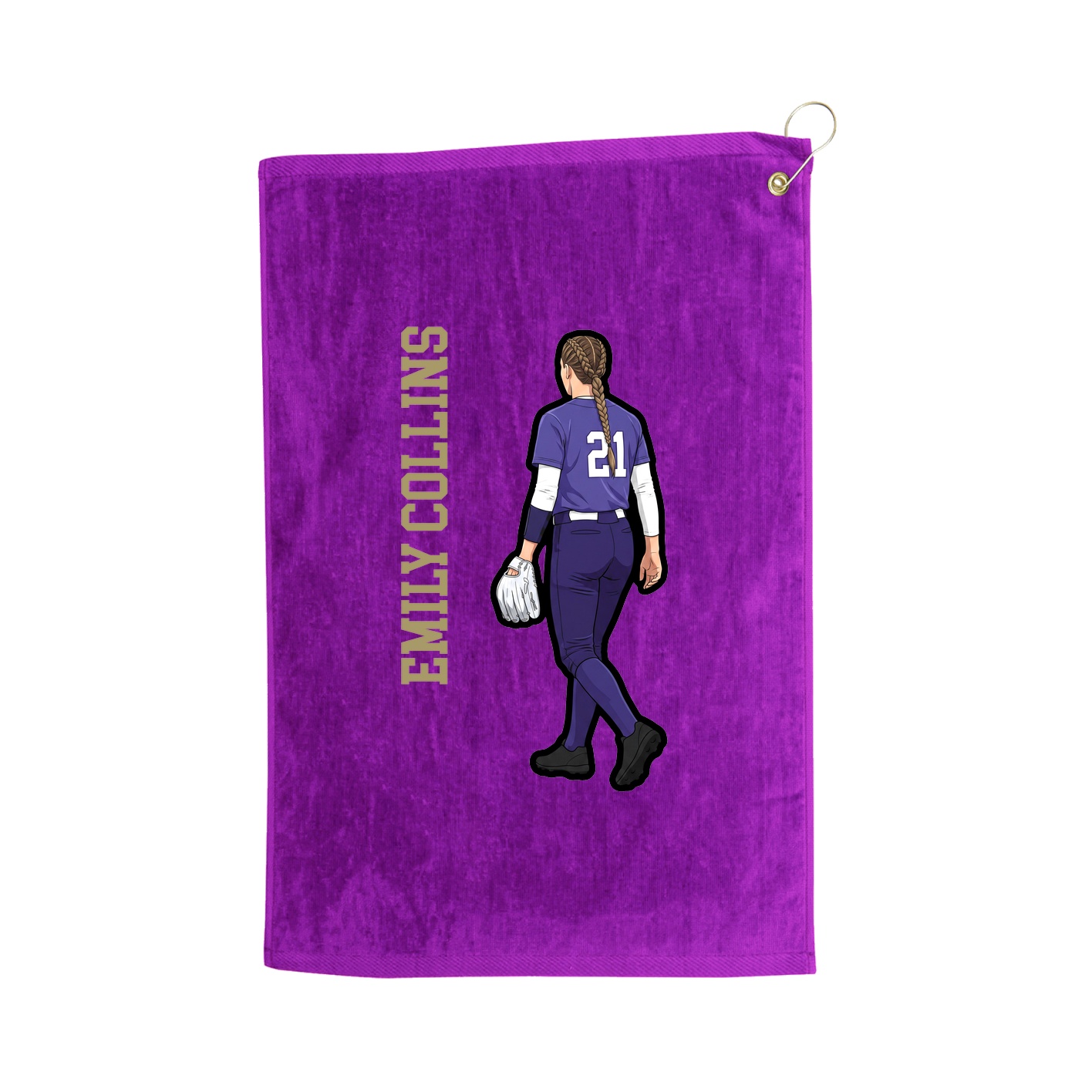 Golf Towel — Name Vertical in Purple