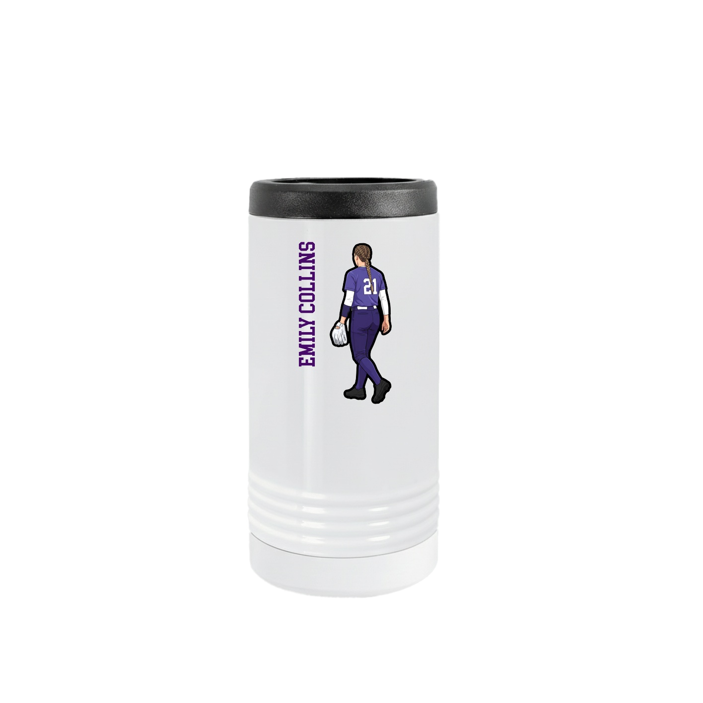 Slim Beverage Holder — Name Vertical in White