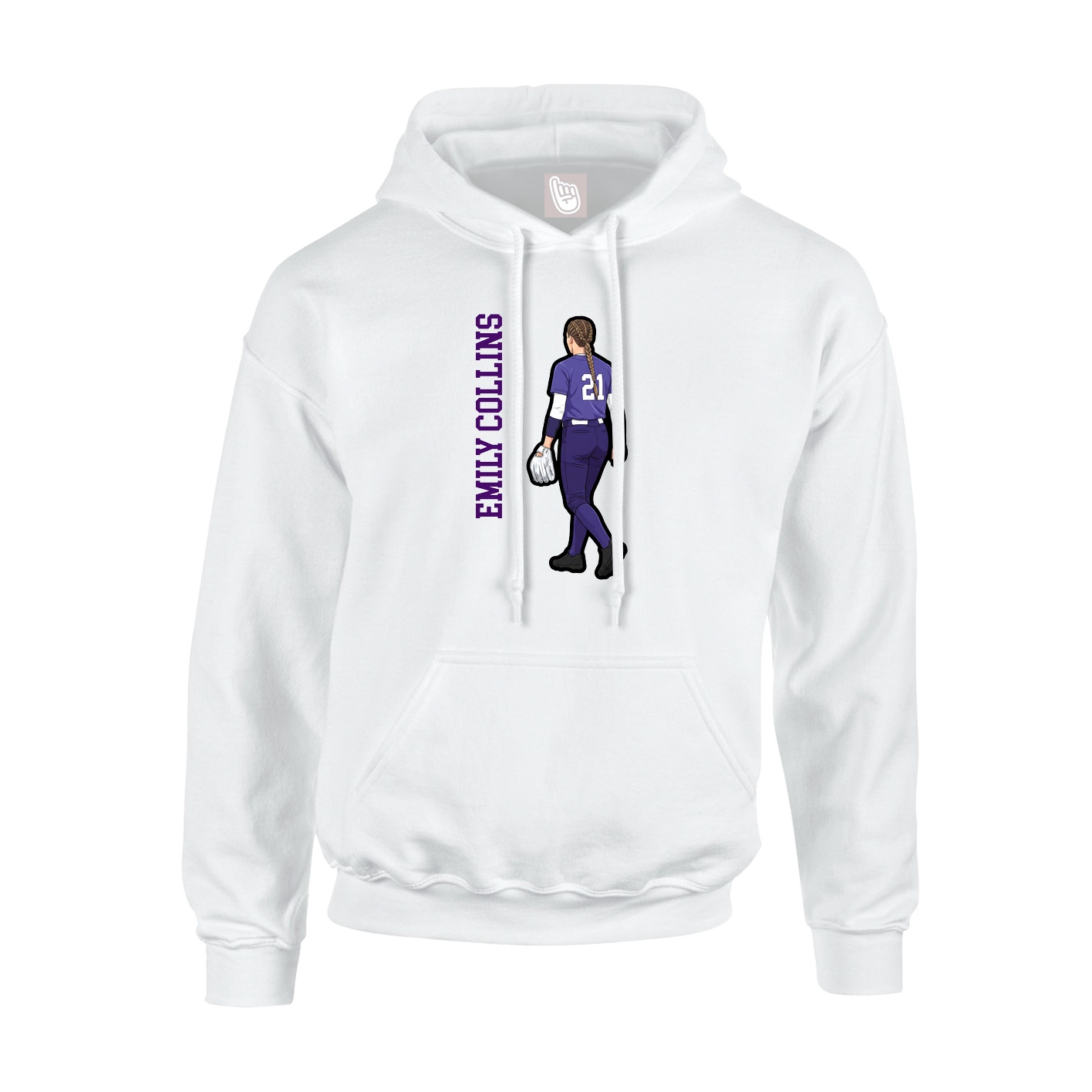 Youth Hoodie — Name Vertical in White