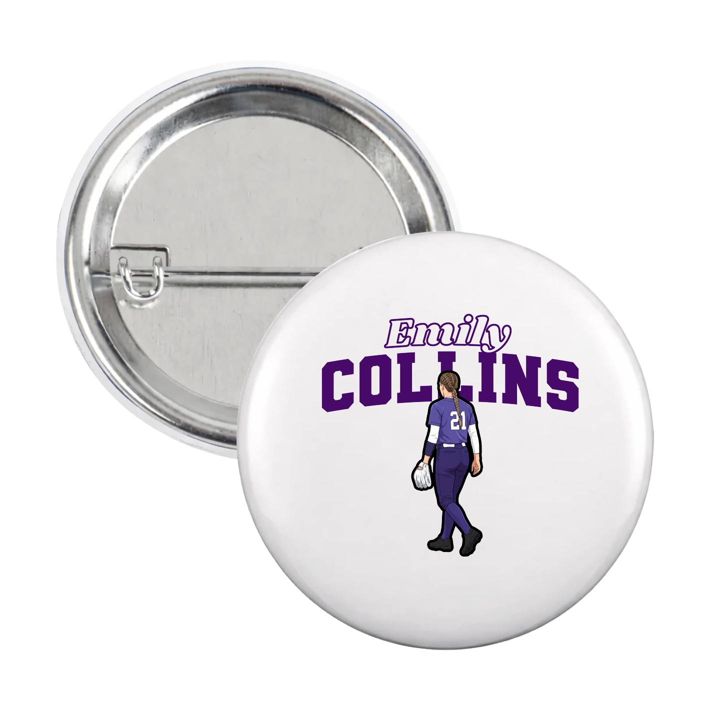Game Day Button — Name Arch in White