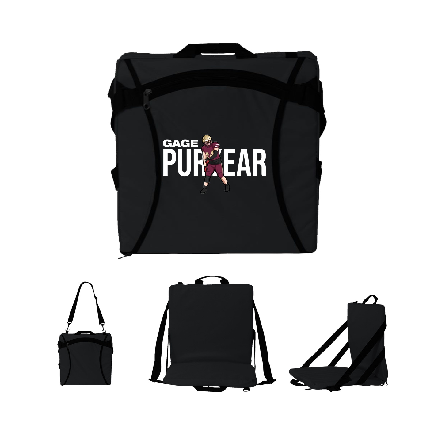 Folding Stadium Seat — Player Name in Black