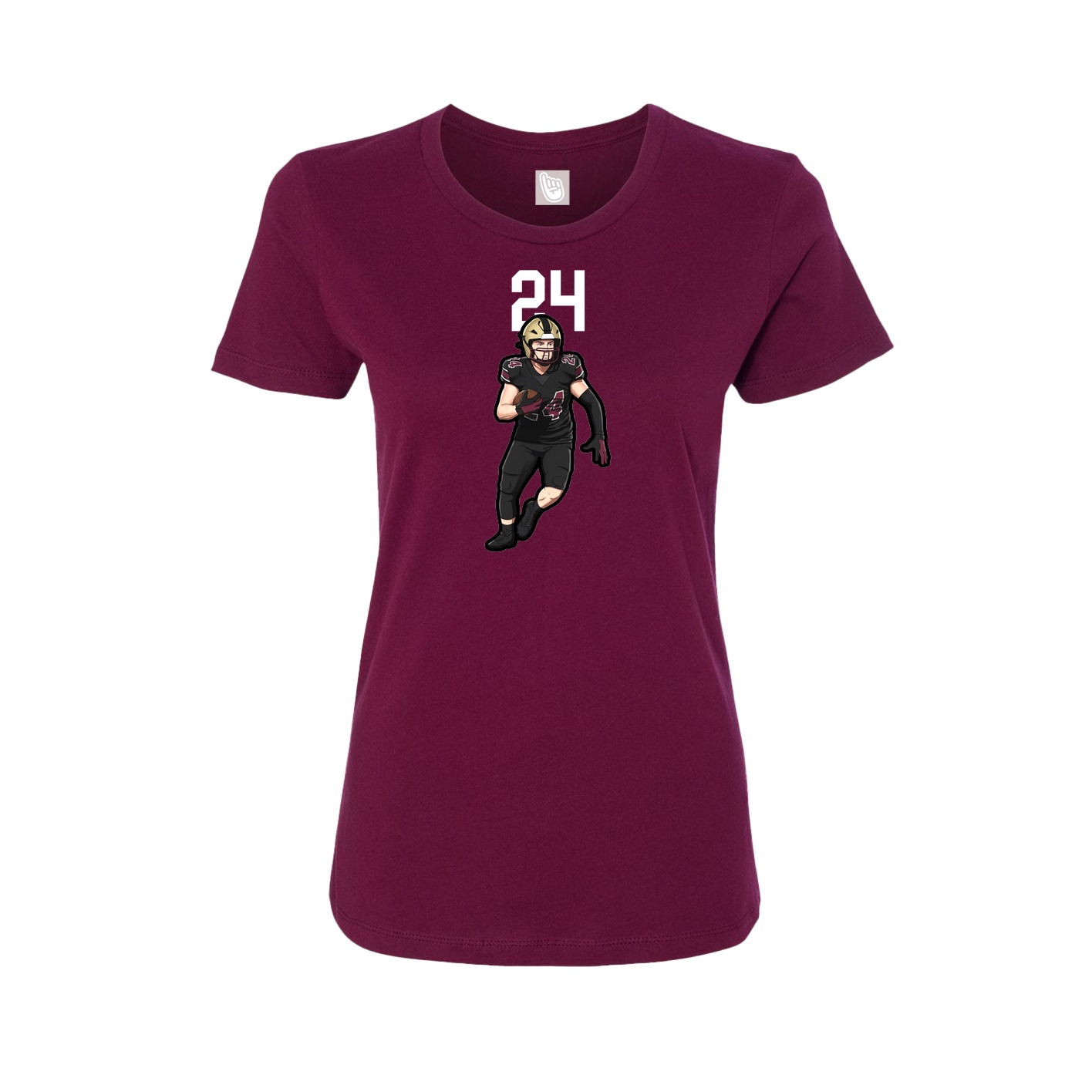 Fitted Women's Tee — Number Top in Maroon