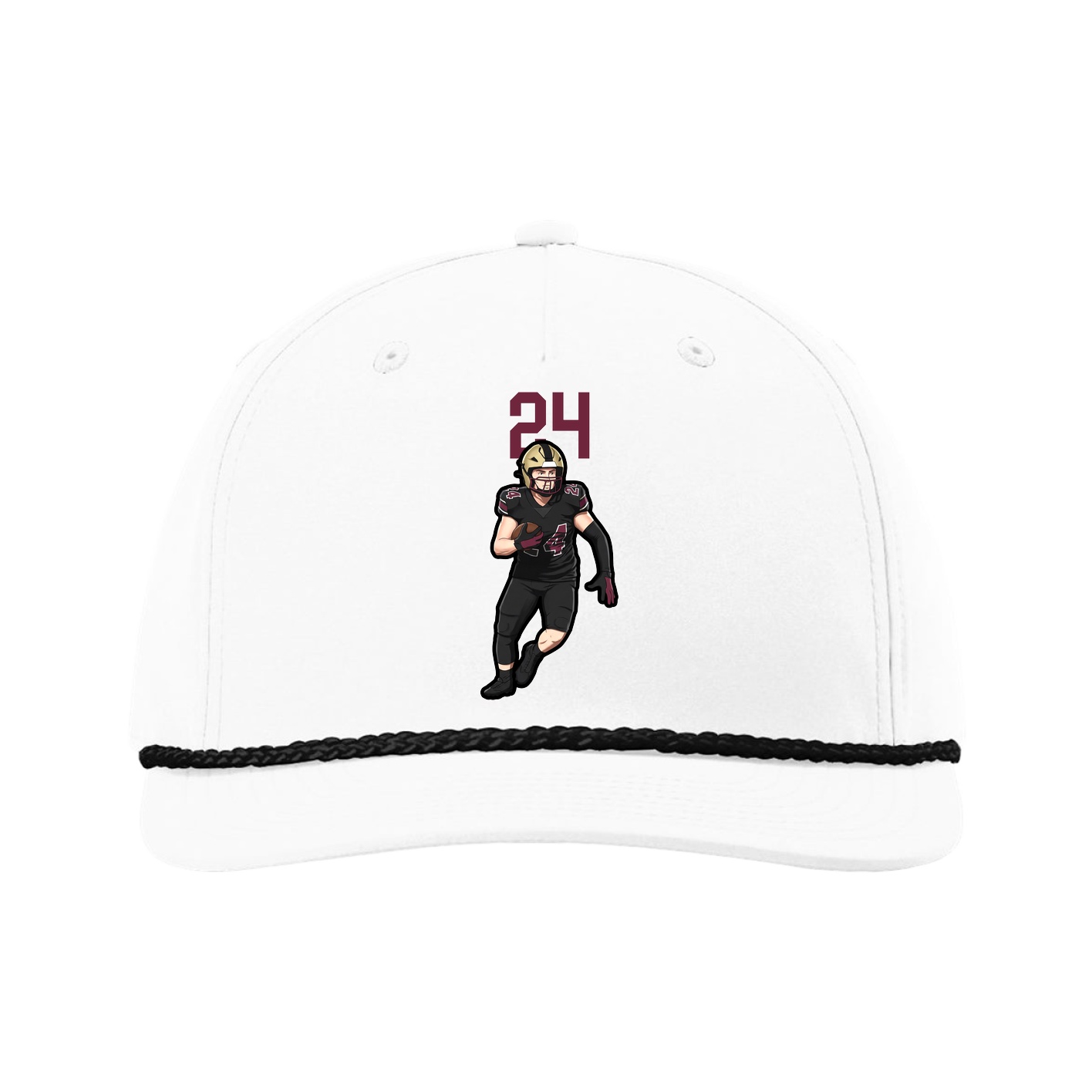 Five-Panel Classic Rope Cap — Number Top in White