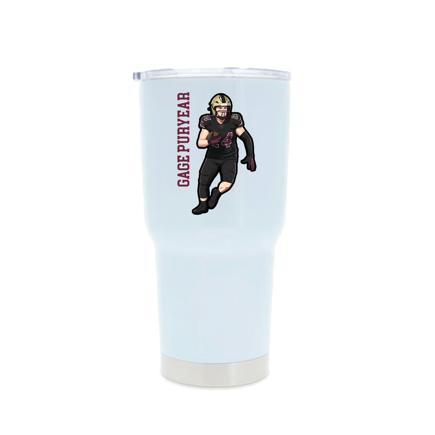 30oz Stainless Steel Tumbler — Name Vertical in White