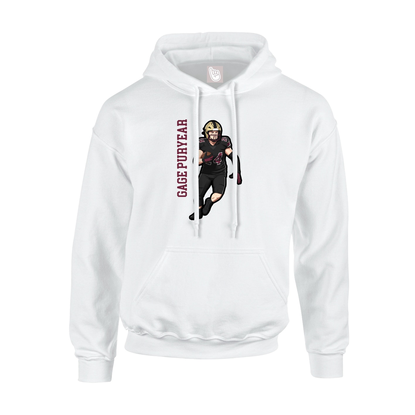 Youth Hoodie — Name Vertical in White