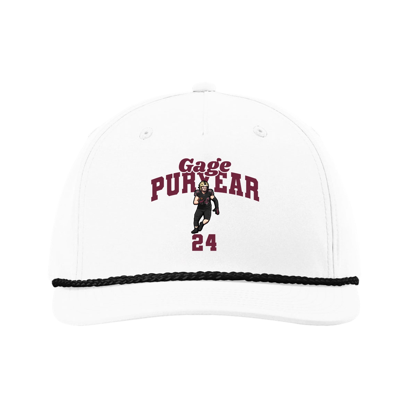 Five-Panel Classic Rope Cap — Signature Arch in White