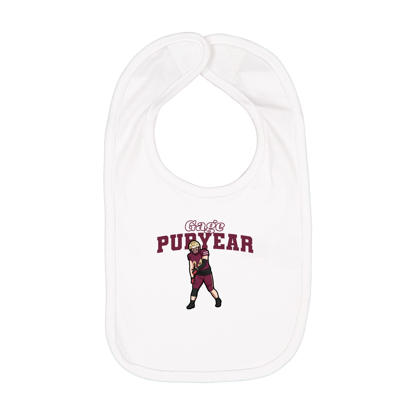 Infant Bib — Name Arch in White
