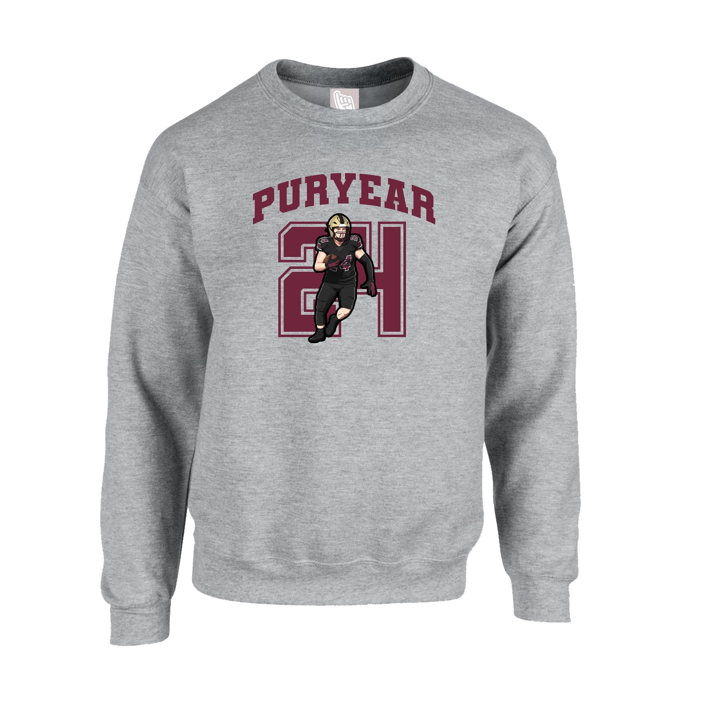 Fleece Crew — Number in Grey