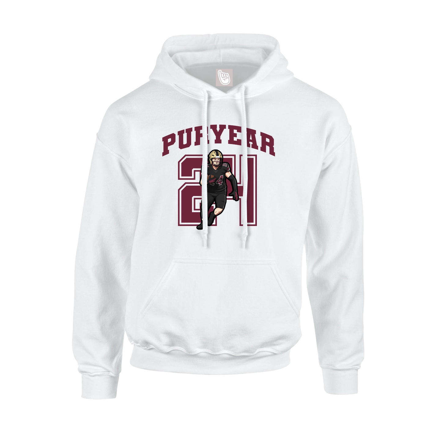 Youth Hoodie — Number in White